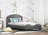 Toddler Bed Frame with Headboard Dark Grey 70 x 140 cm Velvet 42011100