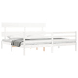 Bed Frame without Mattress White 200x200 cm Solid Wood 3195112