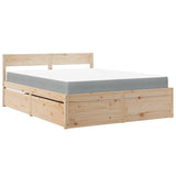 Bed with Drawers and Mattress 140x200 cm Solid Wood Pine 3281898