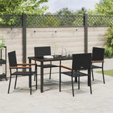 Garden Dining Set with Cushion 5 pcs Black Poly Rattan 3379704