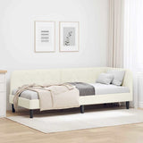 Corner Bed Frame with Headboard Cream 80 x 200 cm Velvet 42016593