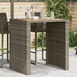 Garden Bar Table with Acacia Wood Top Grey 105x80x110 cm Poly Rattan 368697