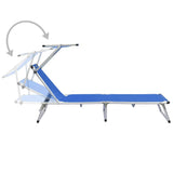 44332 Folding Sun Lounger with Roof Aluminium and Textilene Blue