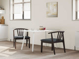 Dining Chair 2 pcs Light Brown and Black Solid Rubberwood 42020394