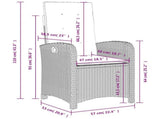 Reclining Garden Chairs 2 pcs with Cushions Grey Poly Rattan 365175