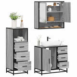 3 Piece Bathroom Furniture Set Grey Sonoma Engineered Wood 3301048