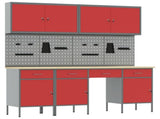 Work Cabinet with Drawer 10 pcs Red Engineered Wood and Steel 3321471