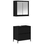 ZNTS 2 Piece Bathroom Furniture Set Black Oak Engineered Wood 3328364