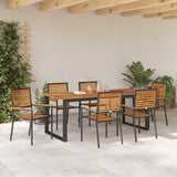 Garden Dining Set 7 pcs Black Solid Acacia Wood 3365466