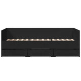 Daybed with Drawers without Mattress Black 90x190 cm Single 3280826
