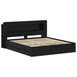 Bed Frame with Storage Black 200 x 200 cm Engineered Wood 3434070
