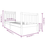 Bed Frame without Mattress Black Small Single Solid Wood 3100683