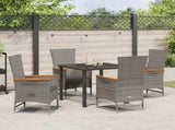 Garden Dining Set with Cushion 5 pcs Grey Poly Rattan 3379444