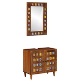 Bathroom Furniture Set with Door 2 pcs Walnut Solid Mango Wood 3310090