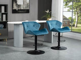 Bar Stools Set Of 2, Luxurious Velvet-Touch Barstools with Metal Frame Footrest Round Base Triangle T3398P328165