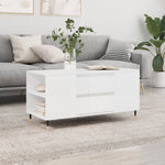 ZNTS Coffee Table High Gloss White 102x44.5x50 cm Engineered Wood 830990