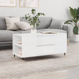 ZNTS Coffee Table High Gloss White 102x44.5x50 cm Engineered Wood 830990