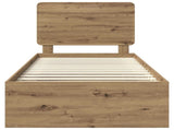 Bed Frame Artisian Oak 100 x 200 cm Solid Pine Wood 3412532