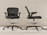 Draughtsman Chair, Mesh Drafting Chair, Ergonomic Office Chair with Flip-up Armrest, Adjustable Foot T3398P344745