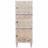 High Board with Shelf White 40 x 33.5 x 110 cm Solid Mango Wood 4018397