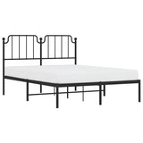 Metal Bed Frame without Mattress with Headboard Black 150x200cm 373889