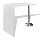 ZNTS Bar Table MDF with 1 Steel Leg High Gloss White 240819