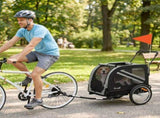 2-In-1 Pet Bike Trailer Dog Stroller Pushchair with Universal Wheel Reflector Flag Grey T3398P552689