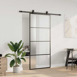Sliding Door with Hardware Set Black 90x205 cm ESG Glass 3375799