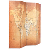 Folding Room Divider 160x170 cm World Map Yellow 245878