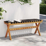 Garden Bench Black Solid Wood Acacia and Fabric 366514