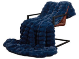 Anti-Slip Faux Rabbit Fur Blanket Olite Marine Blue Polyester 42021826