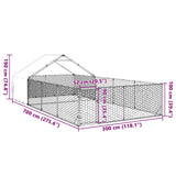 Outdoor Dog Kennel with Run 7x3x1.9 m Galvanised Steel 3329244