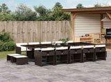 15 Piece Garden Dining Set with Cushions Brown Poly Rattan 3211173