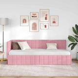 Corner Bed Frame with Headboard Pink 80 cm x 200 cm Velvet 42016371