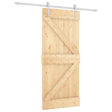 Sliding Door Natural and White 90 x 210 cm Solid Pine Wood 3444949