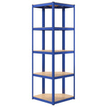 5-Layer Corner Shelf Blue Steel&Engineered Wood 152861