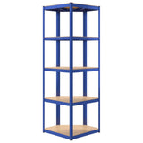 5-Layer Corner Shelf Blue Steel&Engineered Wood 152861