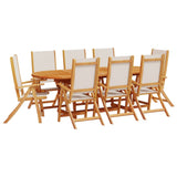 ZNTS 9 Piece Garden Dining Set Solid Wood Acacia and Textilene 3279291