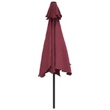 Garden Parasol with LED Lights and Steel Pole 300 cm Bordeaux Red 313756