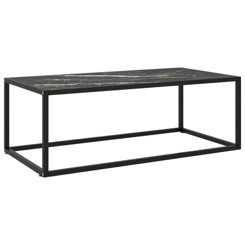 ZNTS Coffee Table Black with Black Marble Glass 100x50x35 cm 322882
