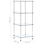 4-Tier Shelf Transparent 40x40x100 cm Tempered Glass 249505