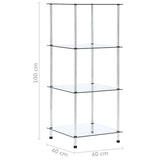 4-Tier Shelf Transparent 40x40x100 cm Tempered Glass 249505