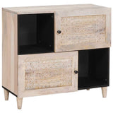 Sideboard Bleached White 80 x 33 x 75 cm Solid Mango Wood 4018143