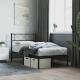 Metal Bed Frame without Mattress with Headboard Black 90x190cm 372269