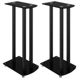 Speaker Stands 2 pcs Black Tempered Glass 3 Pillars Design 51804
