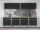 Work Cabinet with Drawer 10 pcs Black Engineered Wood and Steel 3321482