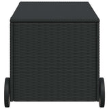 Garden Storage Box with Wheels Black 190L Poly Rattan 365324