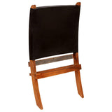 Folding Relaxing Chair Black Real Leather 246364
