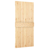 Sliding Door 100 x 210 cm Solid Pine Wood Natural and White 3445025