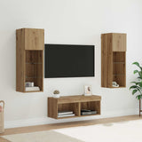 TV Wall Cabinets Wall-mounted 4 pcs Black Oak Engineered Wood 3402918